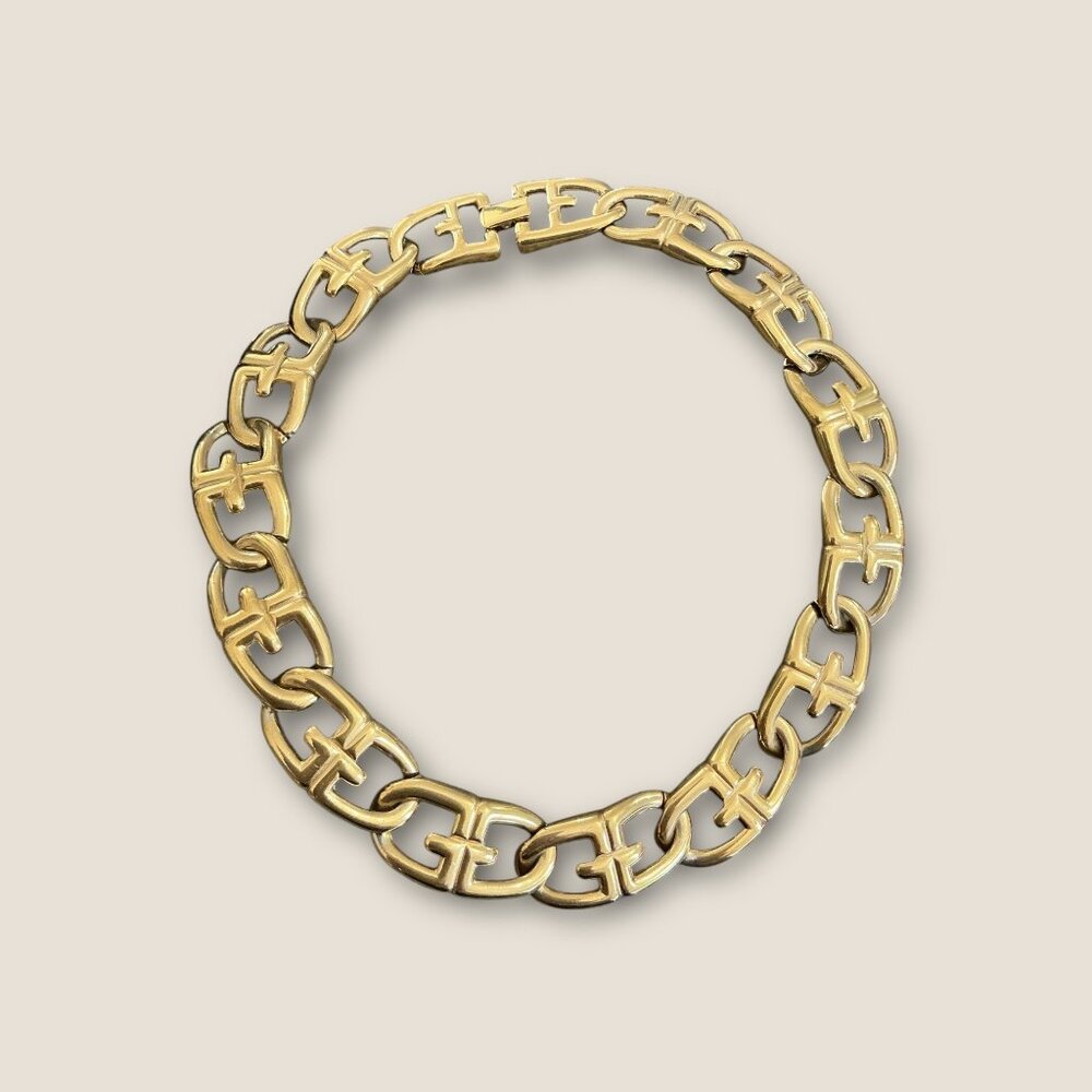 Vintage Gold-Tone Link Necklace 16 Inches Elegant Chain Design Jewelry